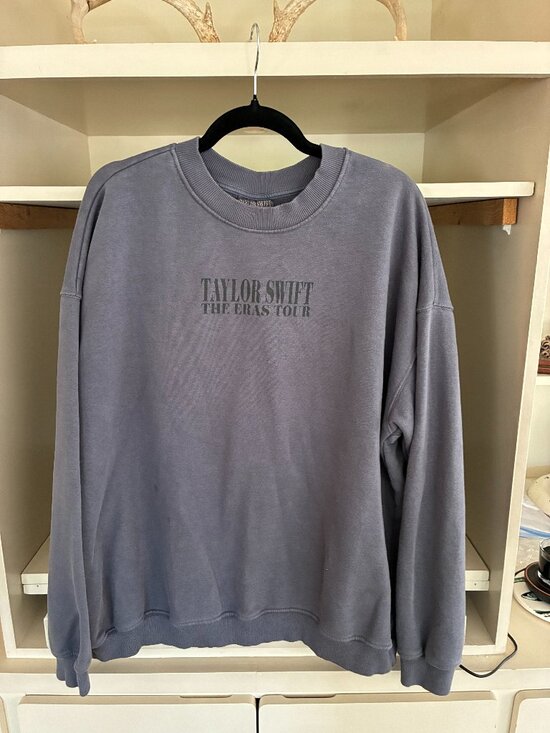 Taylor Swift Tops - Taylor Swift Sweatshirt Womens L Blue Fleece Pullover The Eras Tour Graphic